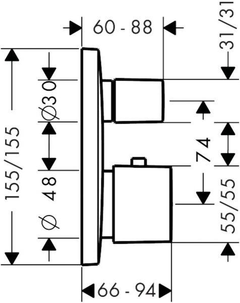 Термостатический смеситель для ванны hansgrohe PuraVida 15775400