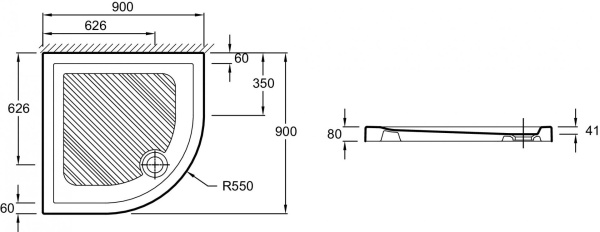 Душевой поддон 90x90 Jacob Delafon Kyreo EN107-00 слив 90 мм белый