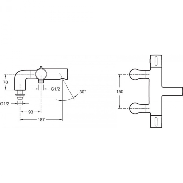 Смеситель для ванны Jacob Delafon Cuff E78521-CP термостатический