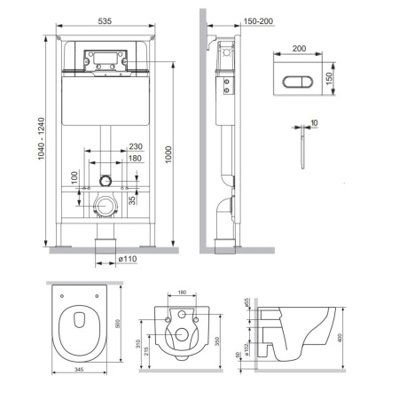 Комплект унитаза с инсталляцией Damixa Jupiter DX77.IS30251.1700
