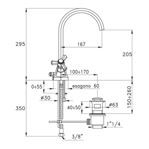 Смеситель для раковины Stella Eccelsa EC 00005 AU00 золото