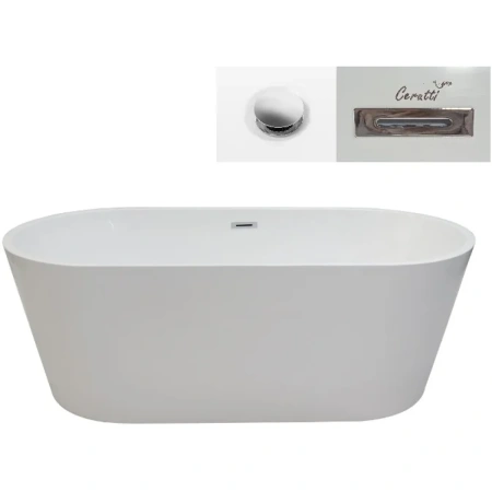 Акриловая ванна Ceruttispa Resia CT7388 168x73 см, отдельностоящая, белый