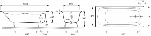 Чугунная ванна Jacob Delafon Diapason 170x75 E2937-00