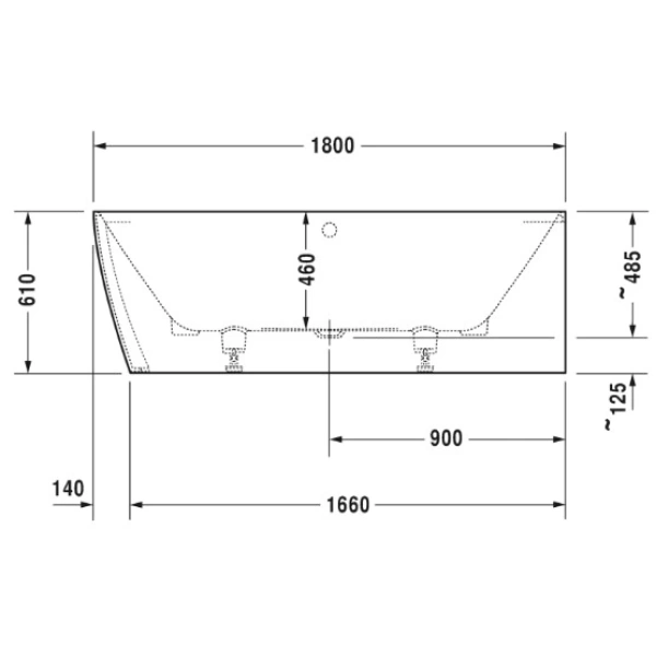 Акриловая ванна 180x80 см R Duravit DuraSquare 700428000000000