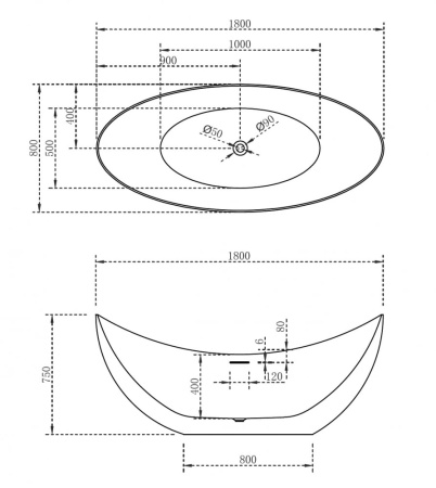 Акриловая ванна Abber 180x80 AB9333