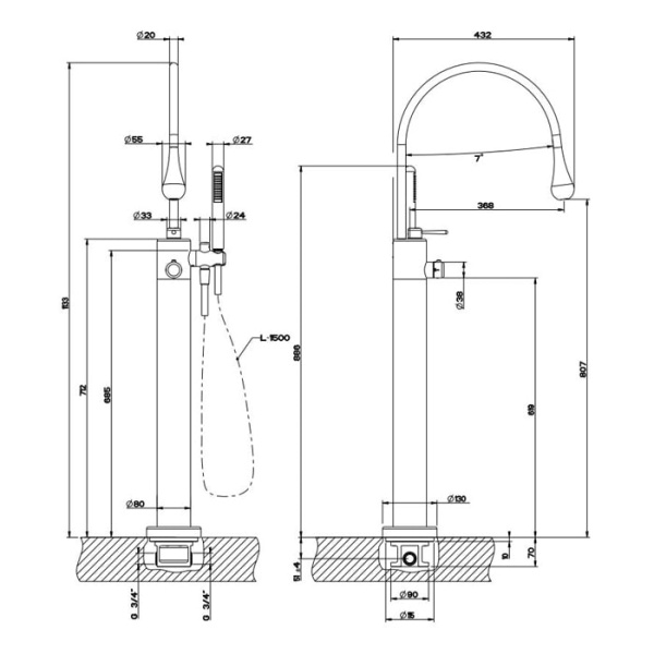 Смеситель для душа Gessi Goccia 24978#299 черный матовый
