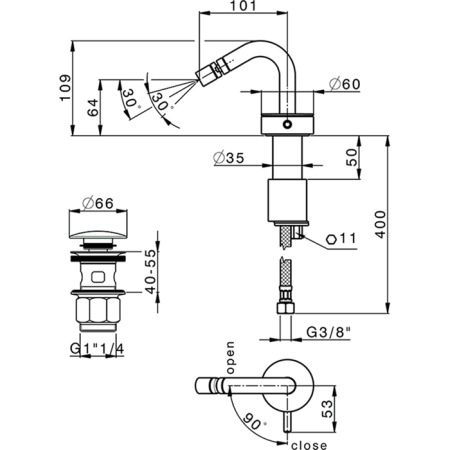 Смеситель для биде Cisal Slim SM0015506T