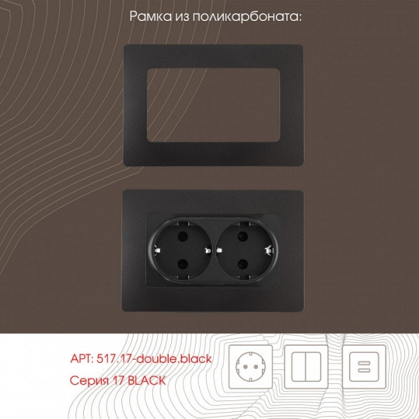 Розетка двойная с заземлением без рамки Arte Milano am-217 217.40-2.black