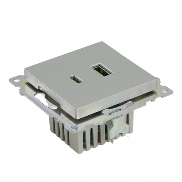 Розетка 2хUSB type A и C без рамки Stekker Катрин 50054