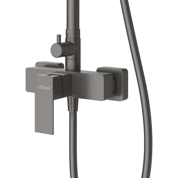 Душевая система Cezares Slider SLIDER-CD-GM 270x200 мм, со смесителем, оружейная сталь матовый
