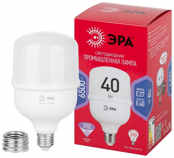Лампа светодиодная Эра  E27, E40 40Вт 6500K LED POWER T100-40W-6500-E27/E40 R