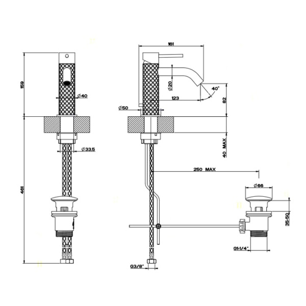 Смеситель для раковины Gessi 316 54101#239 нержавейка
