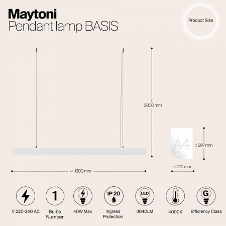 Подвесной светильник Maytoni Technical Базис P051PL-L40W4K