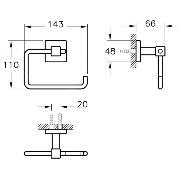Держатель рулона туалетной бумаги Vitra Q-Line A44997 хром