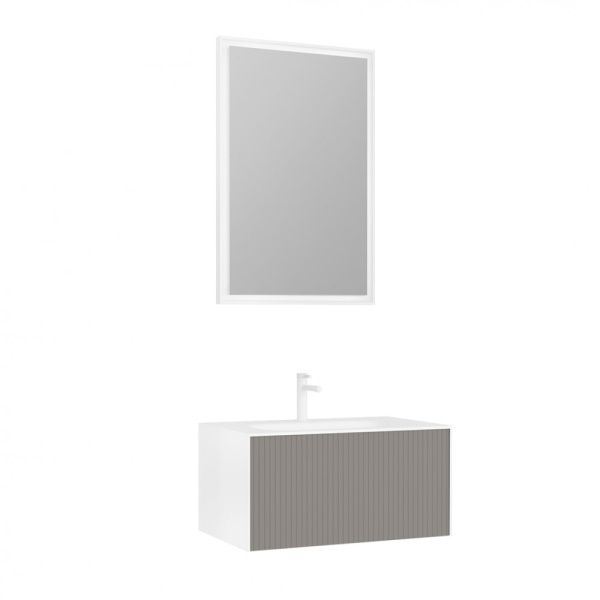 Тумба с раковиной Orka Cube 80 3000373 бежевый матовый