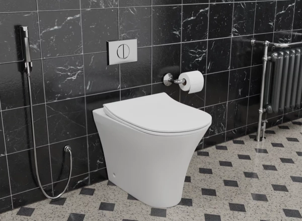 Унитаз приставной CeramaLux 217D безободковый, с сиденьем микролифт, белый