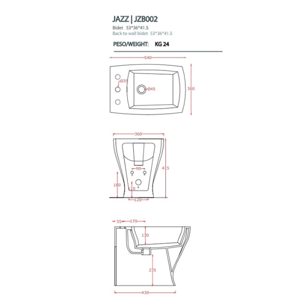 Биде напольное Artceram Jazz JZB002 01 00*1
