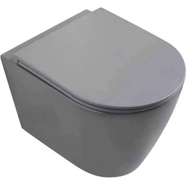 Унитаз подвесной Veconi Ando VAN-48TGR безободковый, торнадо, с сиденьем микролифт, серый матовый