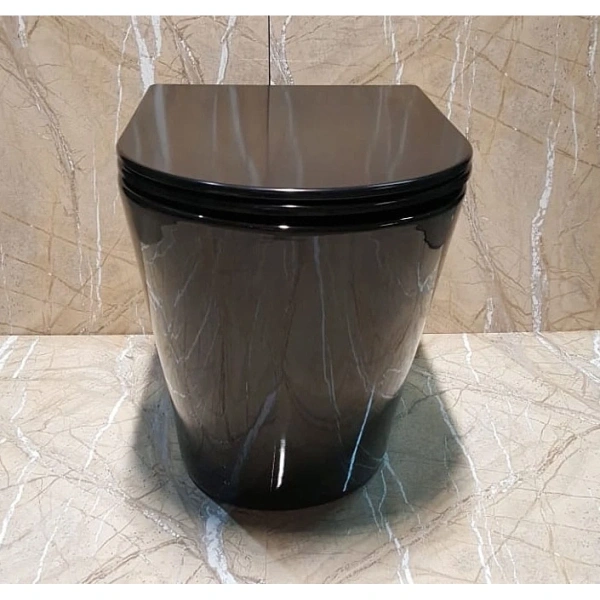 Унитаз приставной CeramaLux NS-3178-18 безободковый, с сиденьем микролифт, черный глянец