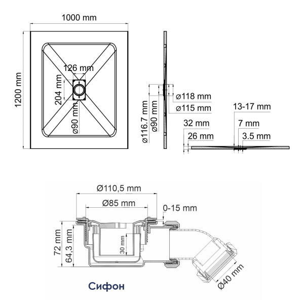 Душевой поддон WasserKRAFT Main 41T 120х100 41T10 белый