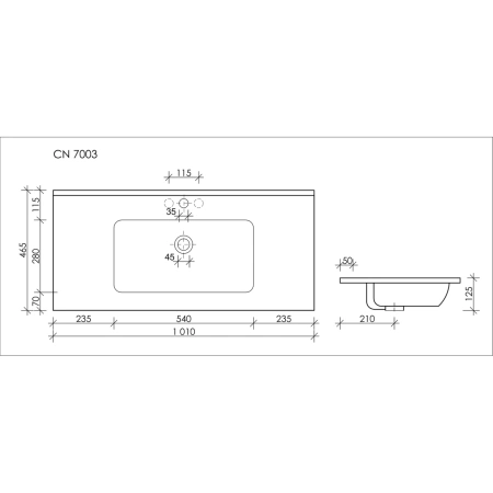 Раковина 101x46,5 см Ceramica Nova Element CN7003