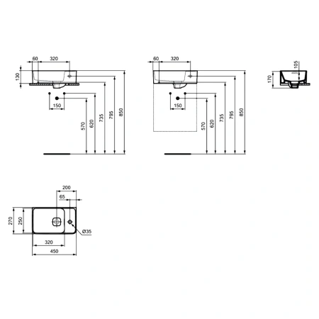 Раковина 45x27 см Ideal Standard Strada II T299401