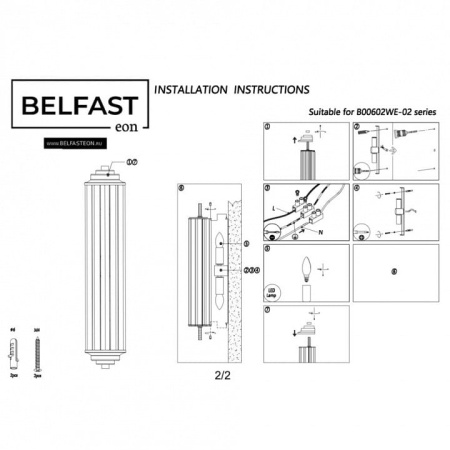 Накладной светильник Belfast PENNINGTON 602W-2 CR