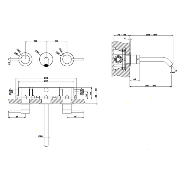 Смеситель для раковины Gessi 316 54094#239 нержавейка