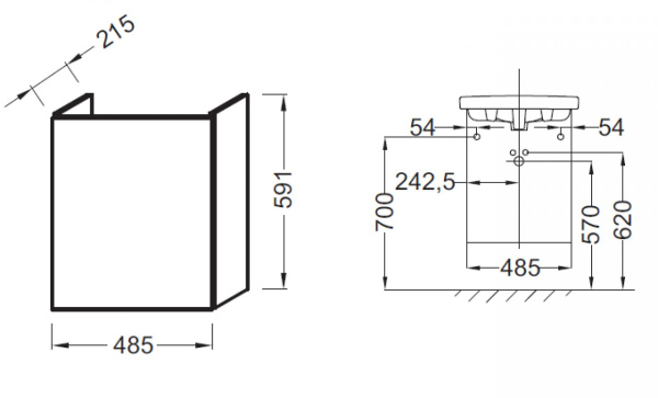 Тумба под раковину 50 см Jacob Delafon Odeon Up EB863-E10 Квебекский дуб