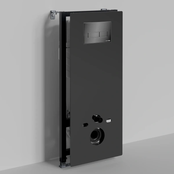 Инсталляция для унитаза WasserKRAFT Abens 20 20TLT.010.ME.BL.PB03 с кнопкой смыва, черный глянец