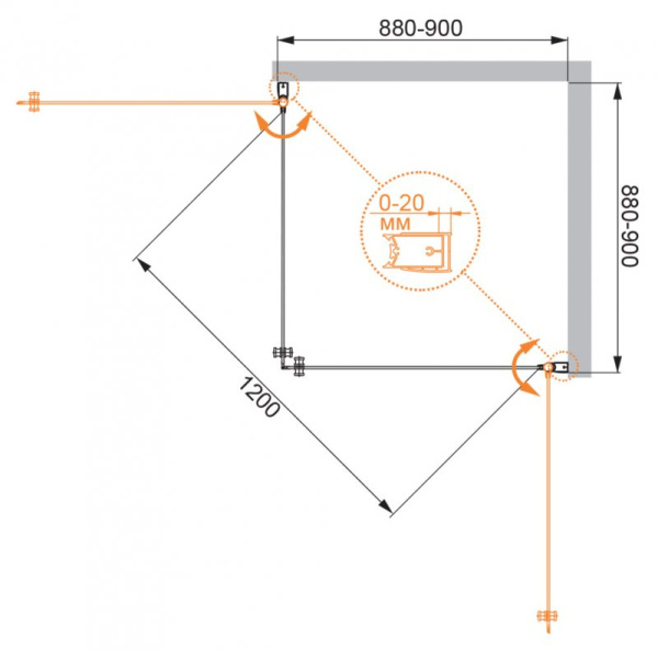 Душевой уголок Cezares Elena 90x90 ELENA-W-A-2-90-P-Cr