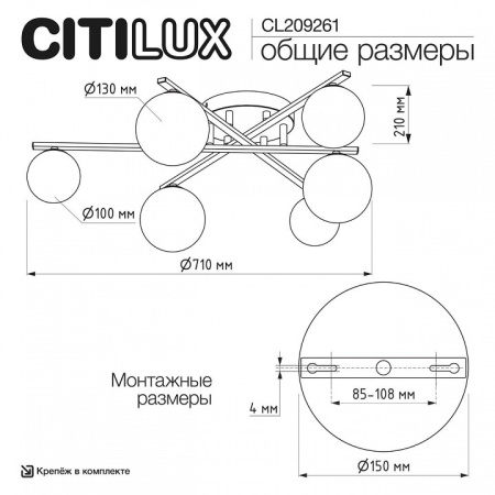 Потолочная люстра Citilux Glob CL209261