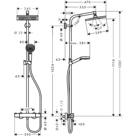 Верхний душ Grohe Rainshower F-series 27271000, 25,4*25,4 см, 1 режим струи, без держателя, хром