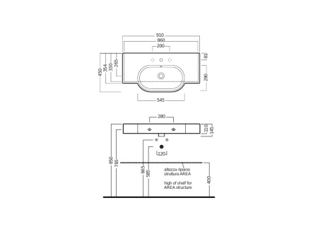 Раковина Hatria Area 90 YXA001