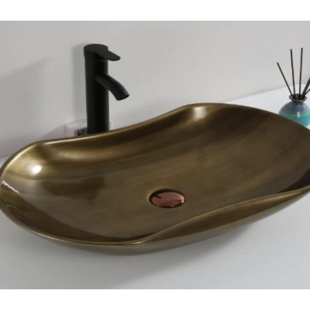 Раковина-чаша CeramaLux D1334H466 66x42 см, накладная, бронза