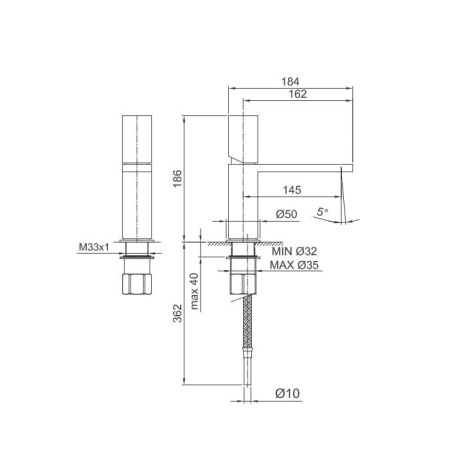 Смеситель для раковины Fantini Milano 31 93 3003WF сталь