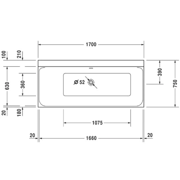 Акриловая ванна 170x75 см L Duravit P3 Comforts 700375000000000