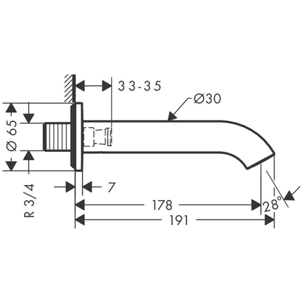 Излив для ванны Axor Uno 38411000