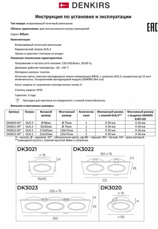 Встраиваемый светильник Denkirs DK3021 DK3022-BK