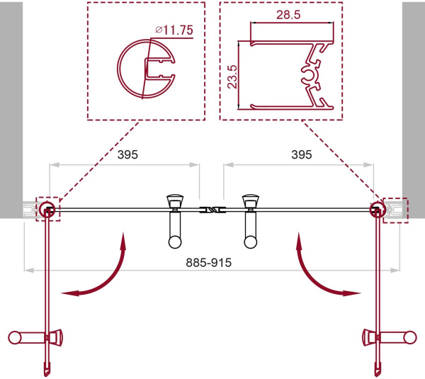 Душевая дверь в нишу BelBagno Uno UNO-B-2-90-C-Cr
