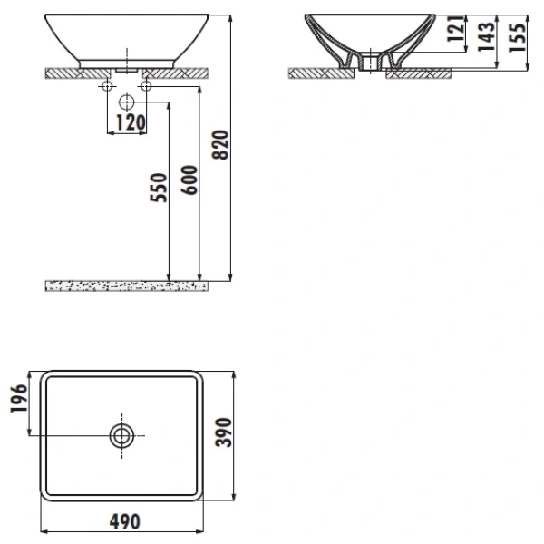 Раковина 49x39 см Creavit Tina TP140-00SI00E-0000