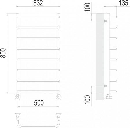Стандарт П8 500х800 Полотенцесушитель TERMINUS