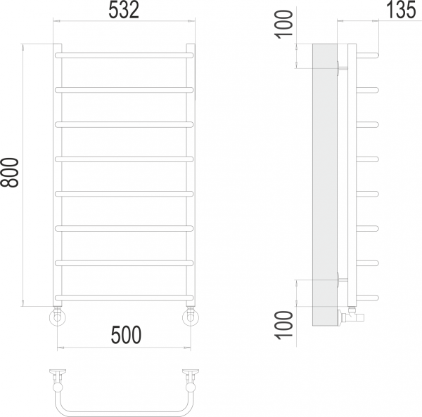 Стандарт П8 500х800 Полотенцесушитель TERMINUS