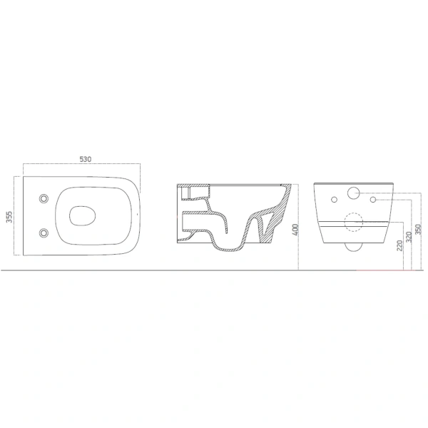 Унитаз подвесной Boheme Bello 971-B безободковый, черный матовый