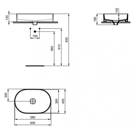 Раковина 60x40 см Ideal Standard Strada II T298101