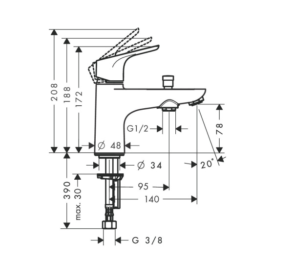 Смеситель для ванны и душа hansgrohe Focus Monotrou 31938000