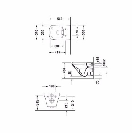 Комплект подвесной унитаз+сиденье Duravit DuraStyle 45510900A1 (2551090000+0063790000)