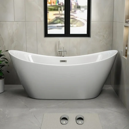 Акриловая ванна Ceruttispa Nemi CT9319 170x75 см, отдельностоящая, белый