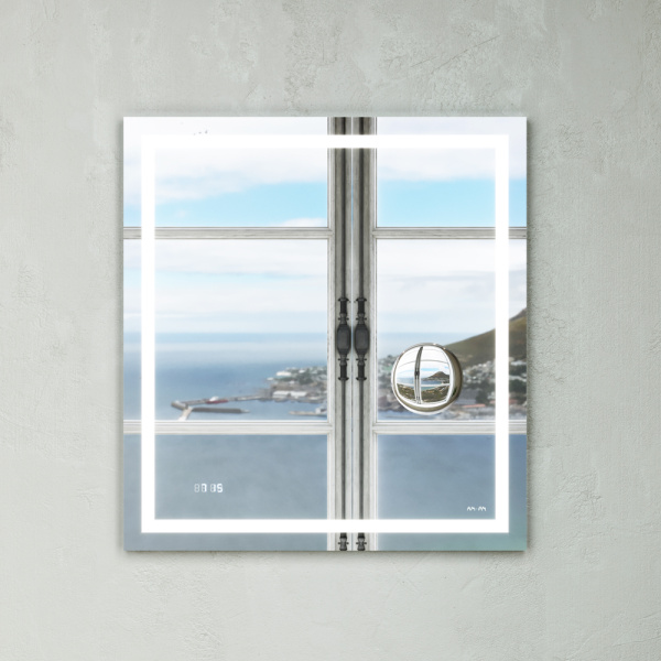 Зеркало с контурной Led-подсветкой AM.PM GEM 65 M91AMOX0653WG часами и косметическим зеркалом