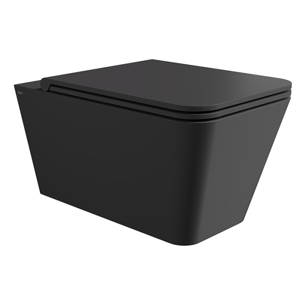 Подвесной унитаз с крышкой и сиденьем Alice Hide Square 31210108SET чёрный матовый